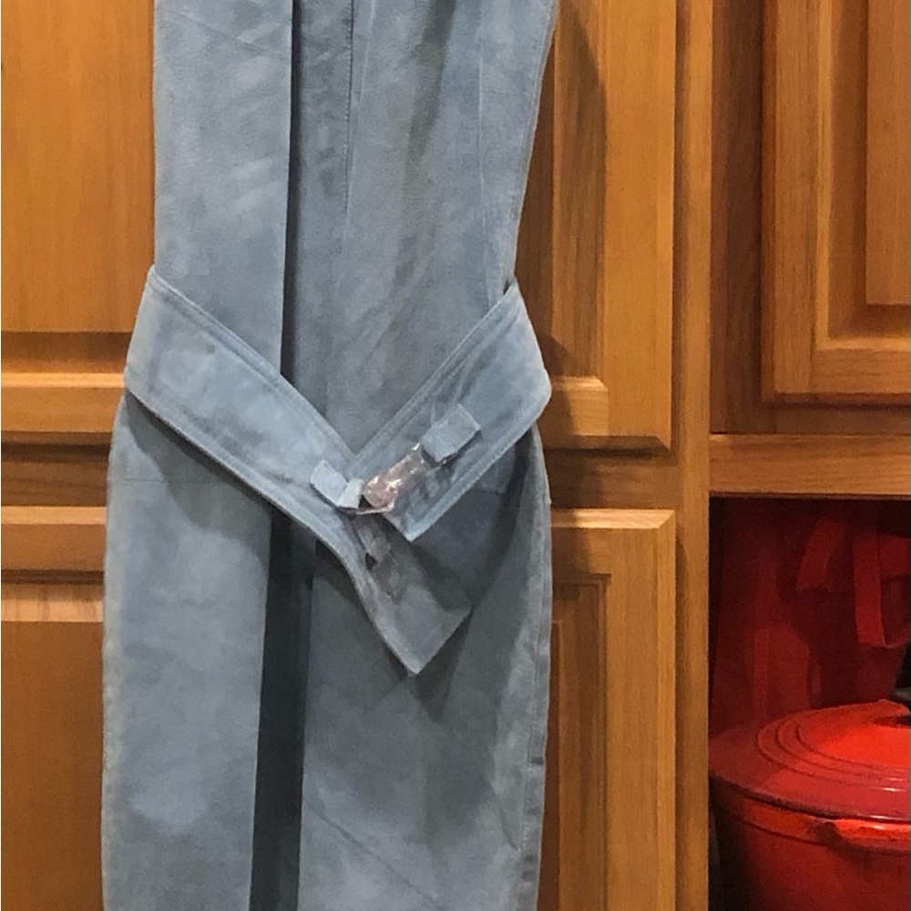 Light Blue 100% Leather Suede Optional Belt  Dress M